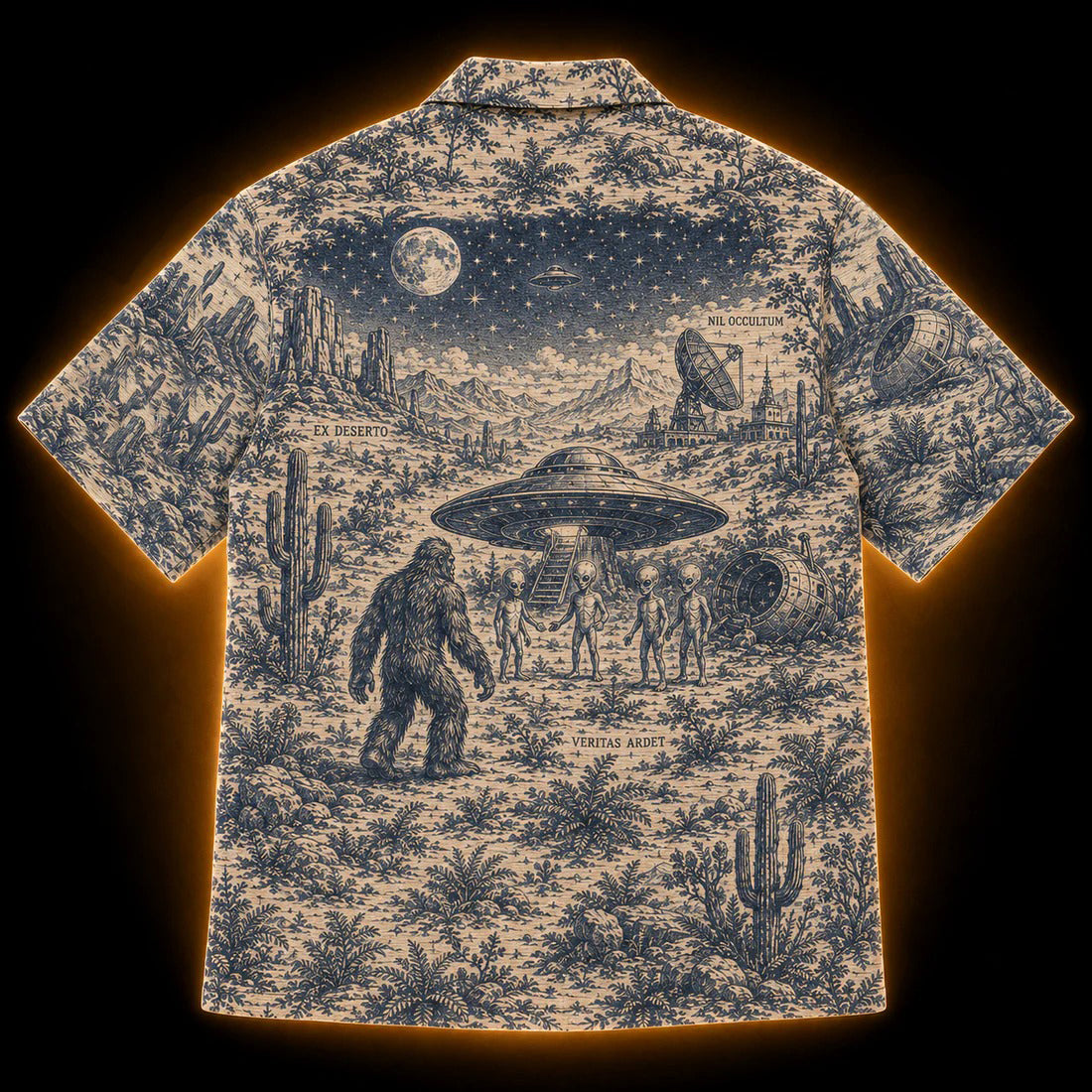 Crosfil Desert 1947 Hawaiian Shirt — Roswell UFO & Bigfoot Print