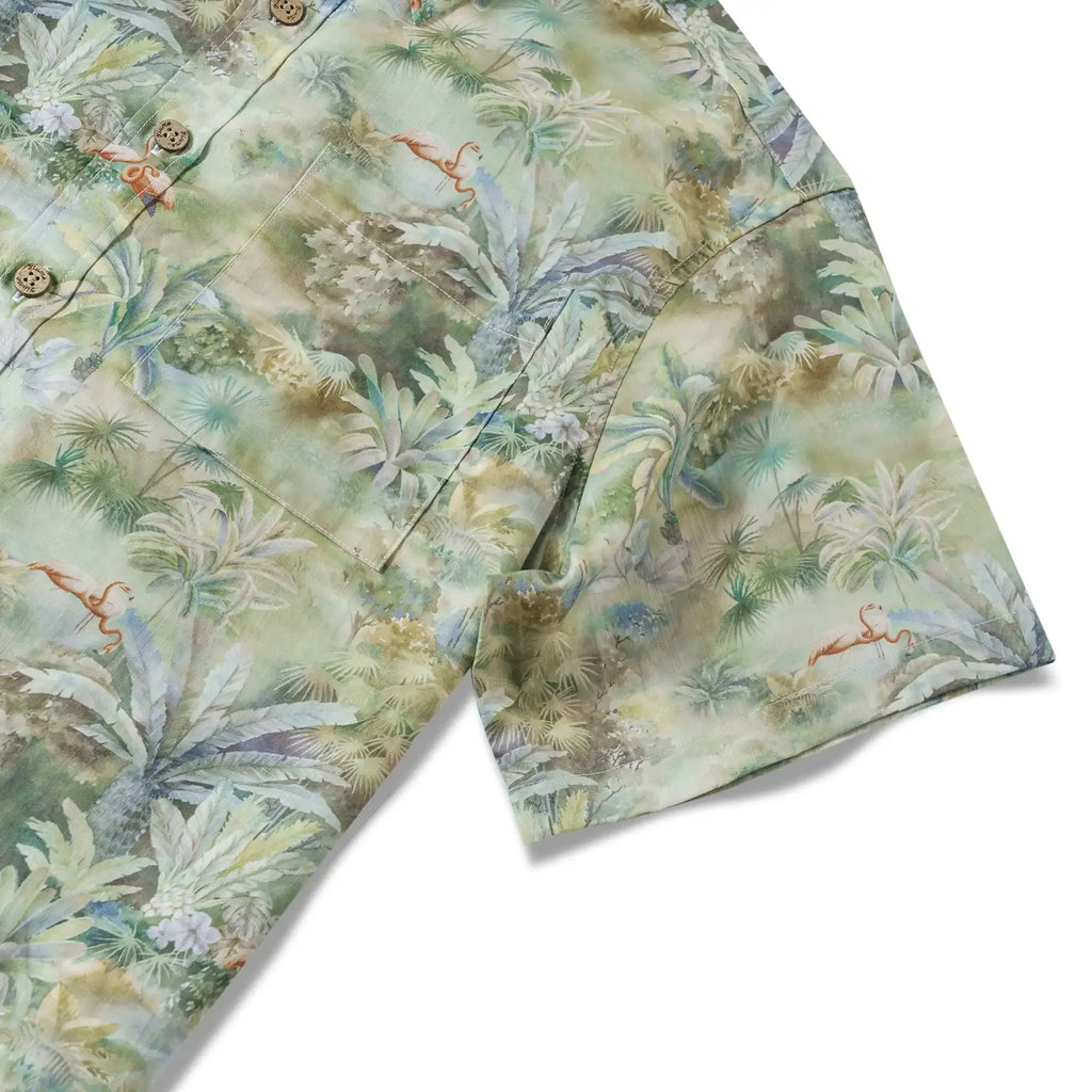 Tropical Hawaiian Shirt For Men Exotic Charm Print Cotton Button-down Short Sleeve Aloha Shirt By Sylvia