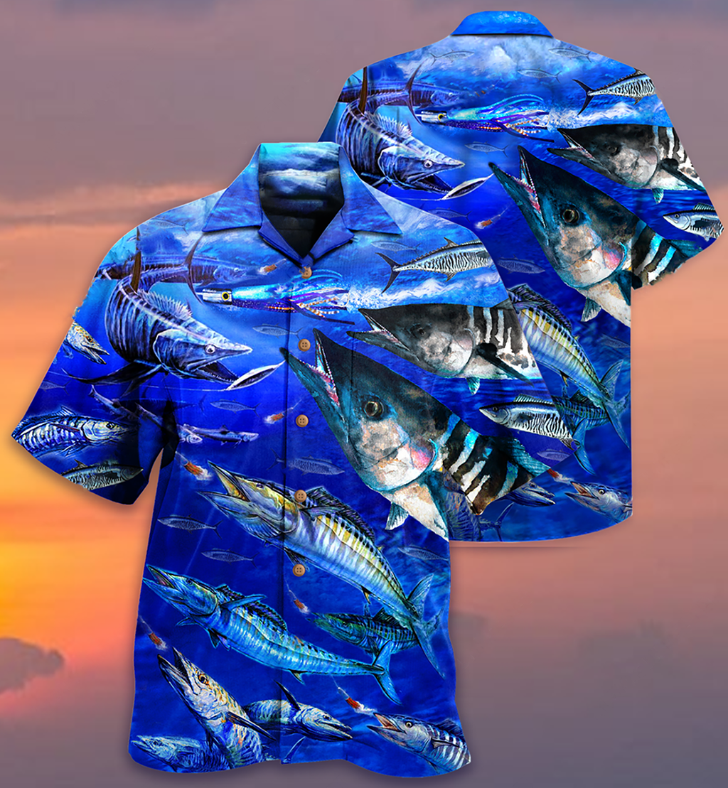 Fishing Love Blue Ocean - Hawaiian Shirt