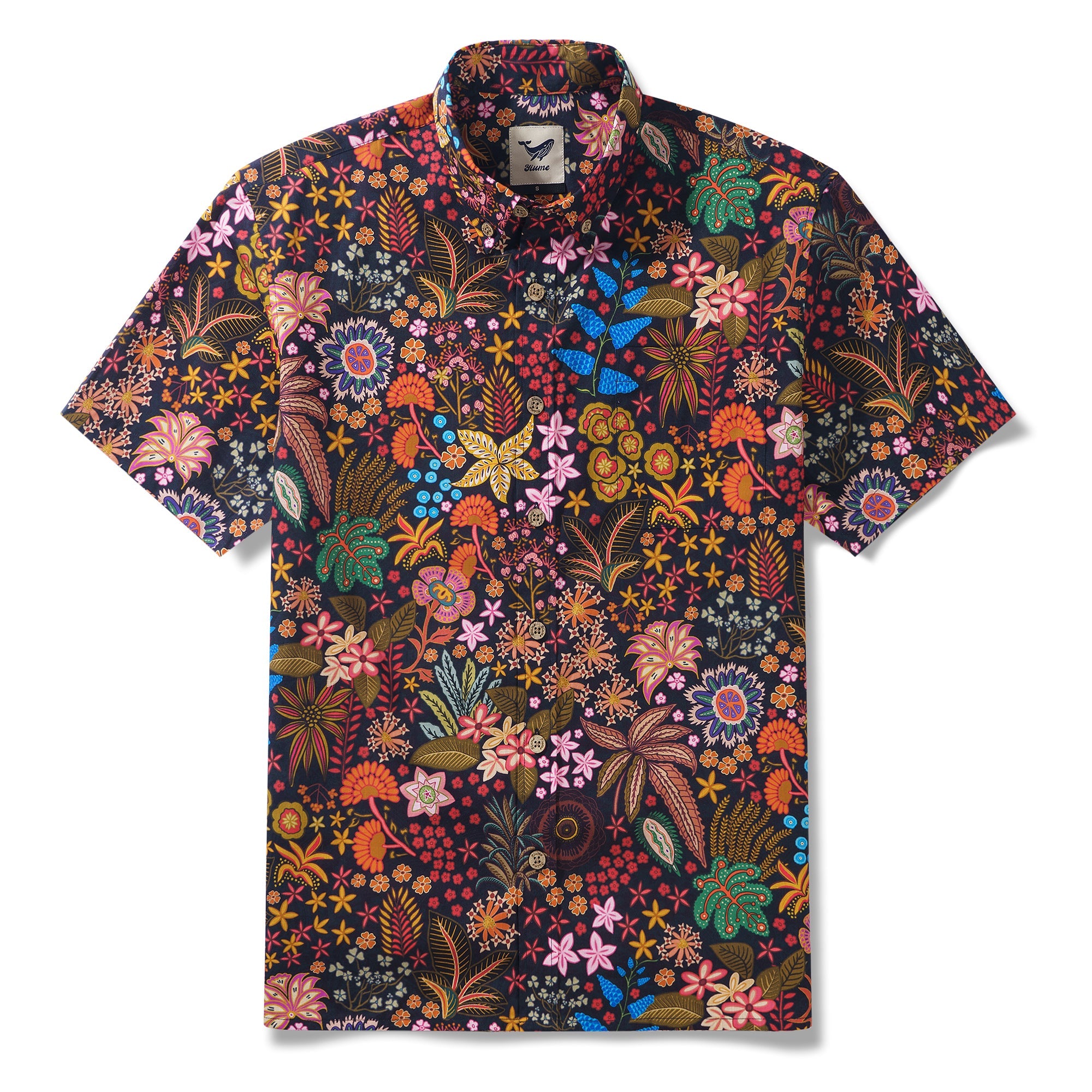 1950s Floral Hawaiian Shirt 100% Cotton Men's Short Sleeve Button-down Aloha Shirt Exquisite Floral Tapestry By Mo