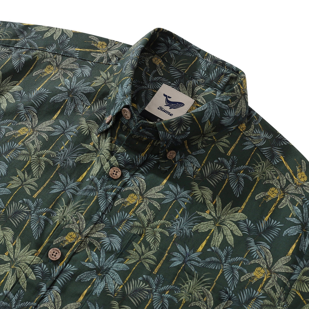 1950s Tropical Hawaiian Shirt For Men Rainforest Print Cotton Button Down Short Sleeve Shirt Tropical Rainforest By Sherry