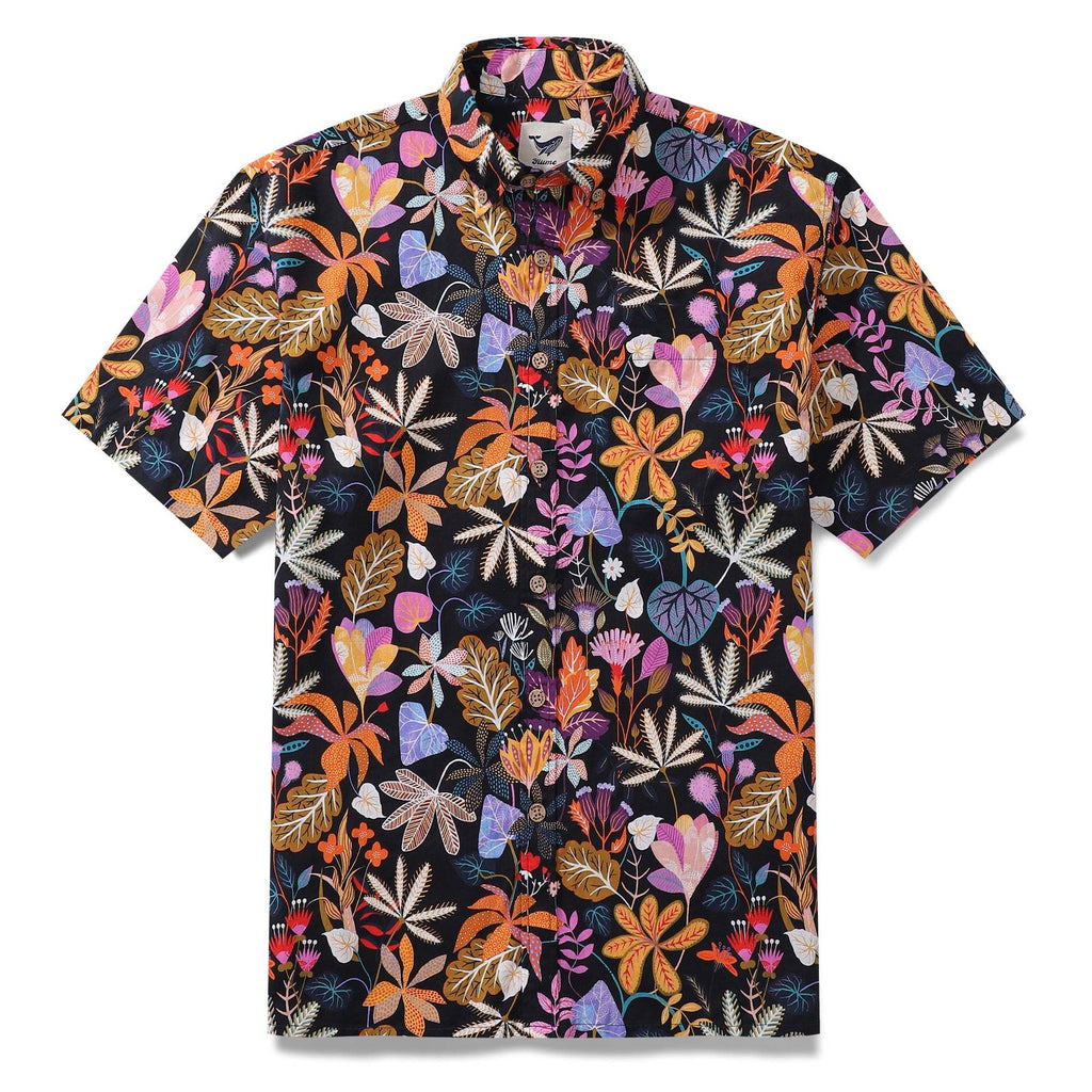 1950s Floral Hawaiian Shirt For Men Gardenia Cotton Button-down Short Sleeve Print Shirt Gardenia By Rachel Parker