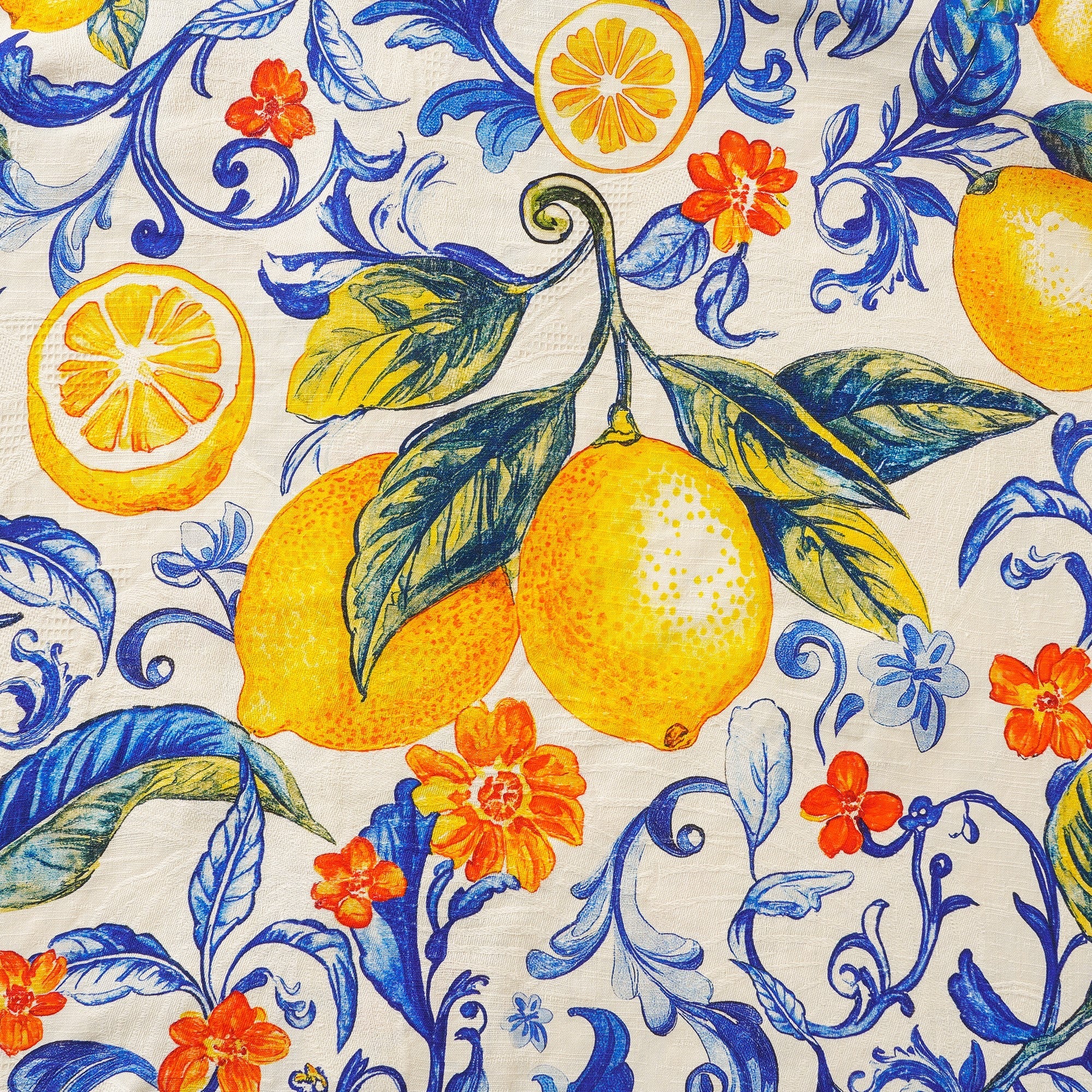 100% Silk Men's Hawaiian Shirt Short Sleeve Camp Collar 100% Silk Blue Aloha Sunlit Lemons By Mo