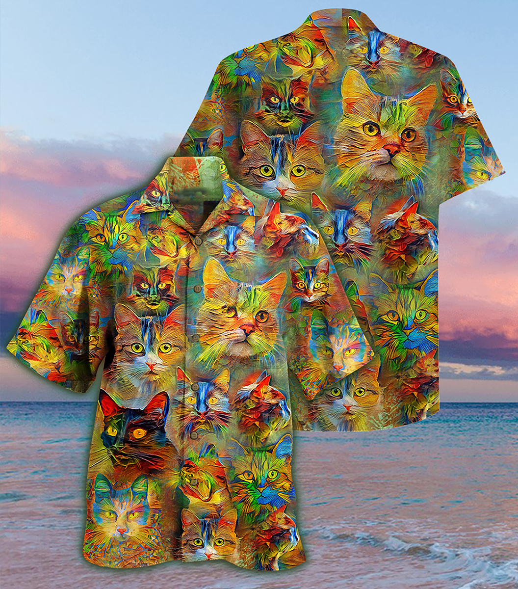 Cat Beautiful Colorfull - Hawaiian Shirt