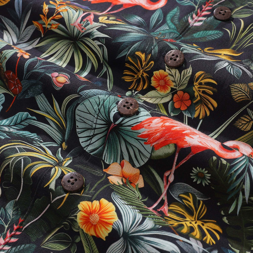 Hawaiian Shirt For Men Flamingo Haven Shirt Camp Collar 100% Cotton By Cigar