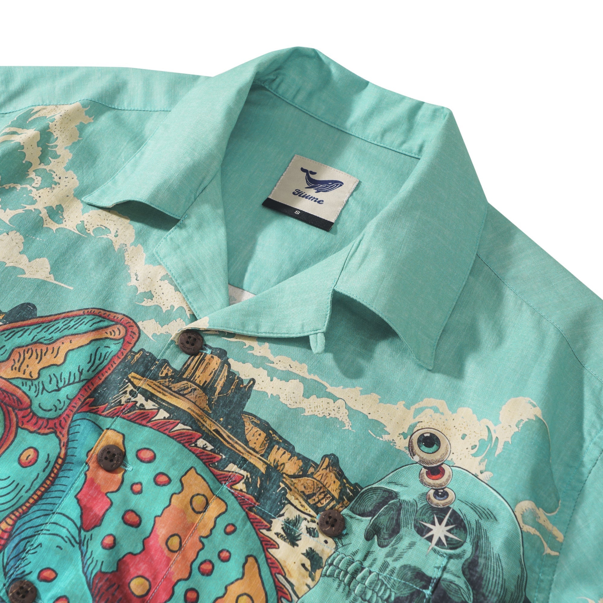 Chemise cubaine pour homme Yiume à manches courtes en coton 100 % chemise hawaïenne verte par Mo