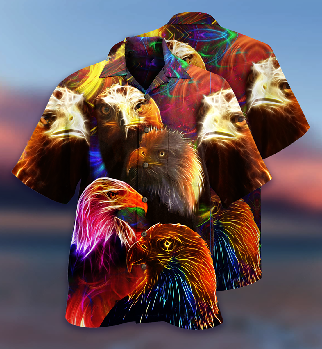 Eagle In Farm Mix Neon - Hawaiian Shirt