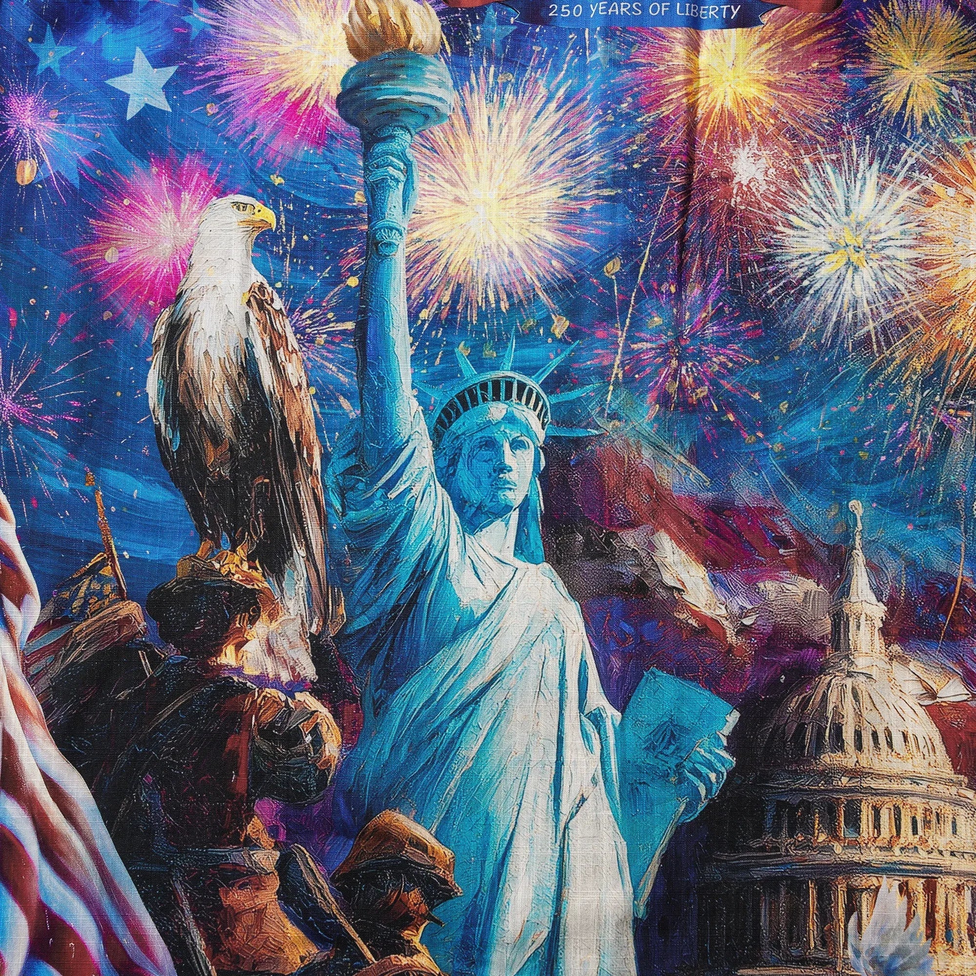 America 250 Men's Hawaiian Shirt Short Sleeve Button-down 100% Cotton Blue Aloha Starry Night Fireworks 250 Celebration By Yana