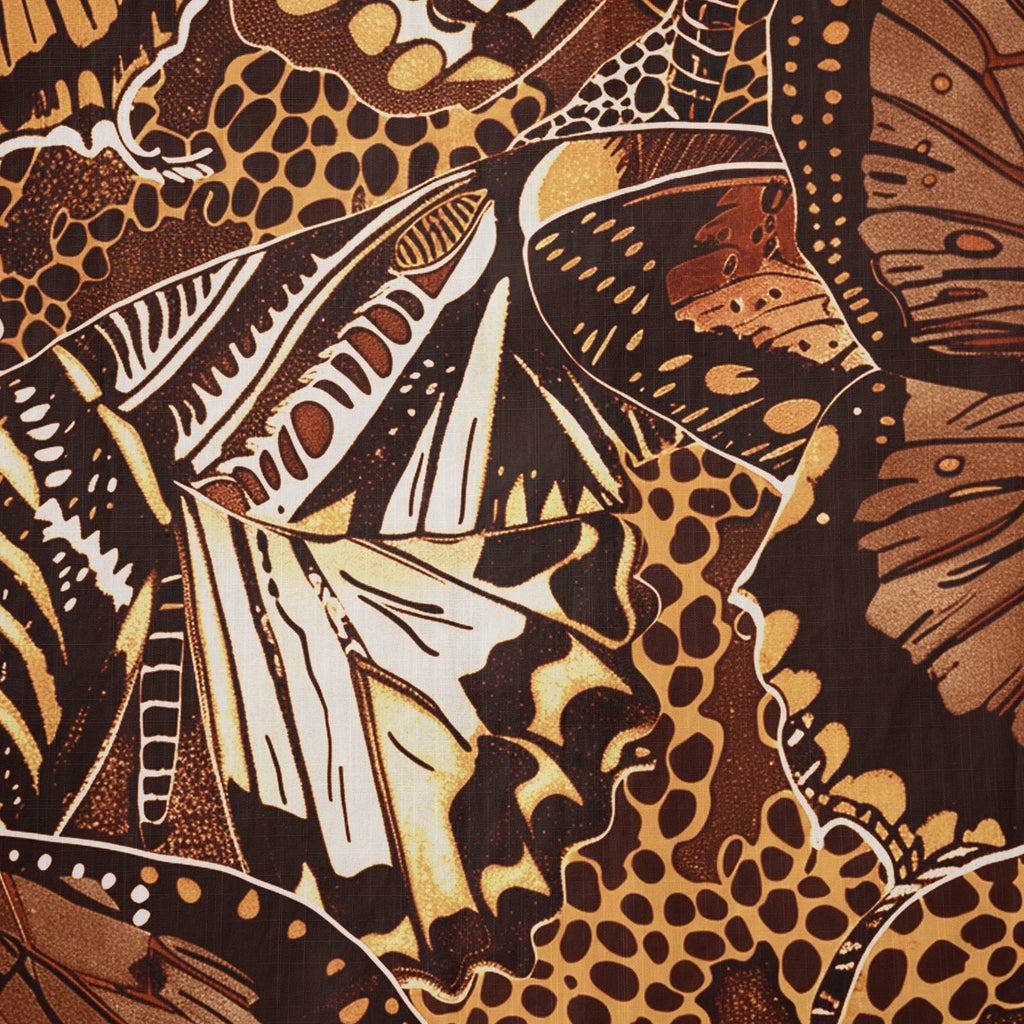 LeosWare® Men's Hawaiian Shirt Short Sleeve Button-up 100% Cotton Brown Aloha Butterfly Haven By Ann