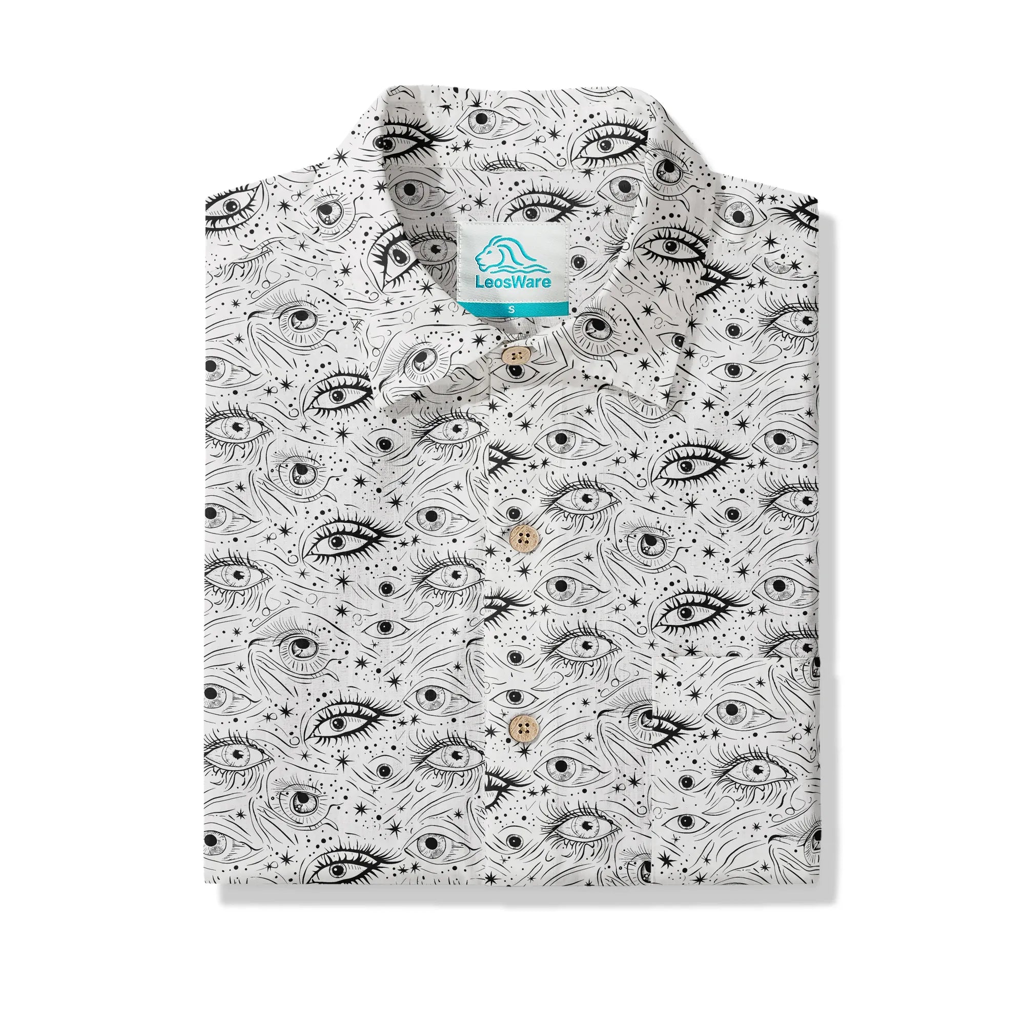LeosWare® Chemise hawaïenne à manches courtes pour hommes 100 % coton blanche Aloha Starry Gaze Whispers par Ann
