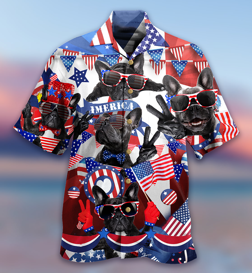 French Bulldog Loves America - Hawaiian Shirt