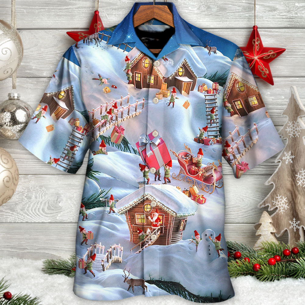 Christmas Santa And Gnome Merry Xmas - Hawaiian Shirt