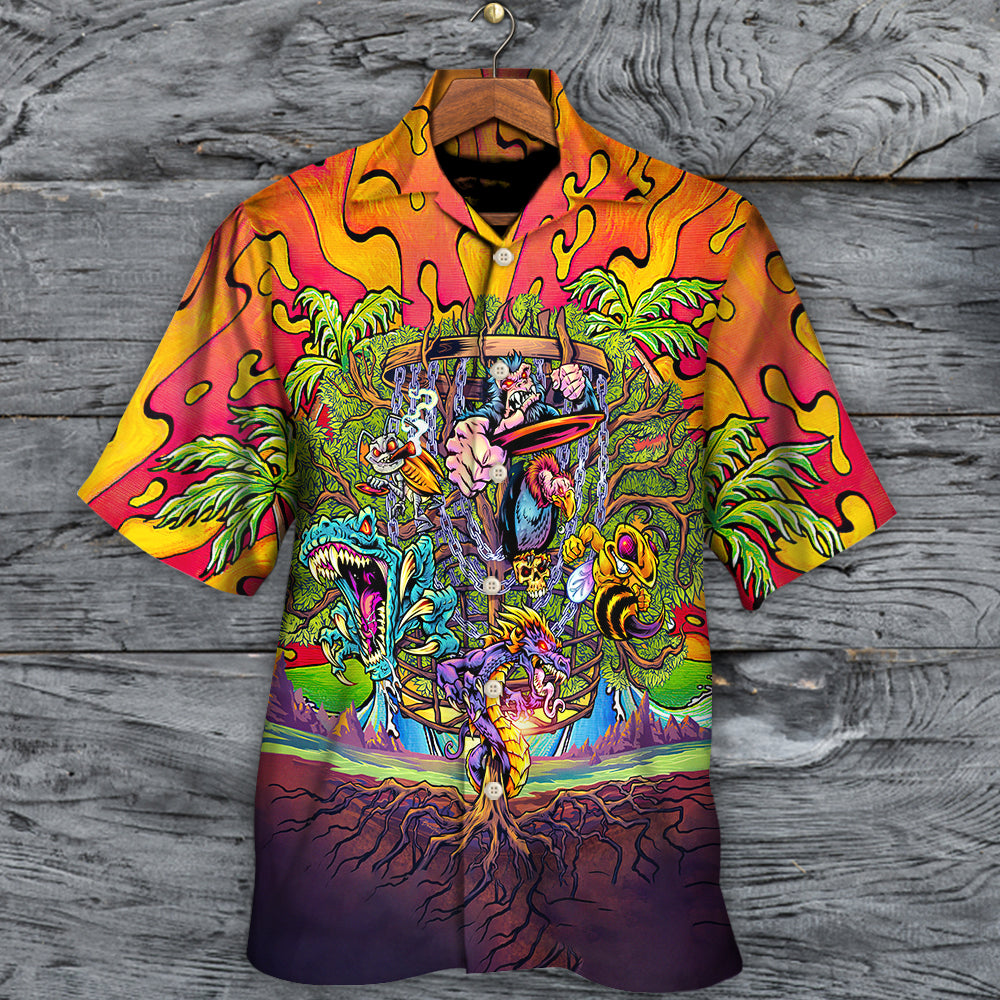 Disc Golf Ball Games Tree Tropical Island Paradise - Hawaiian Shirt