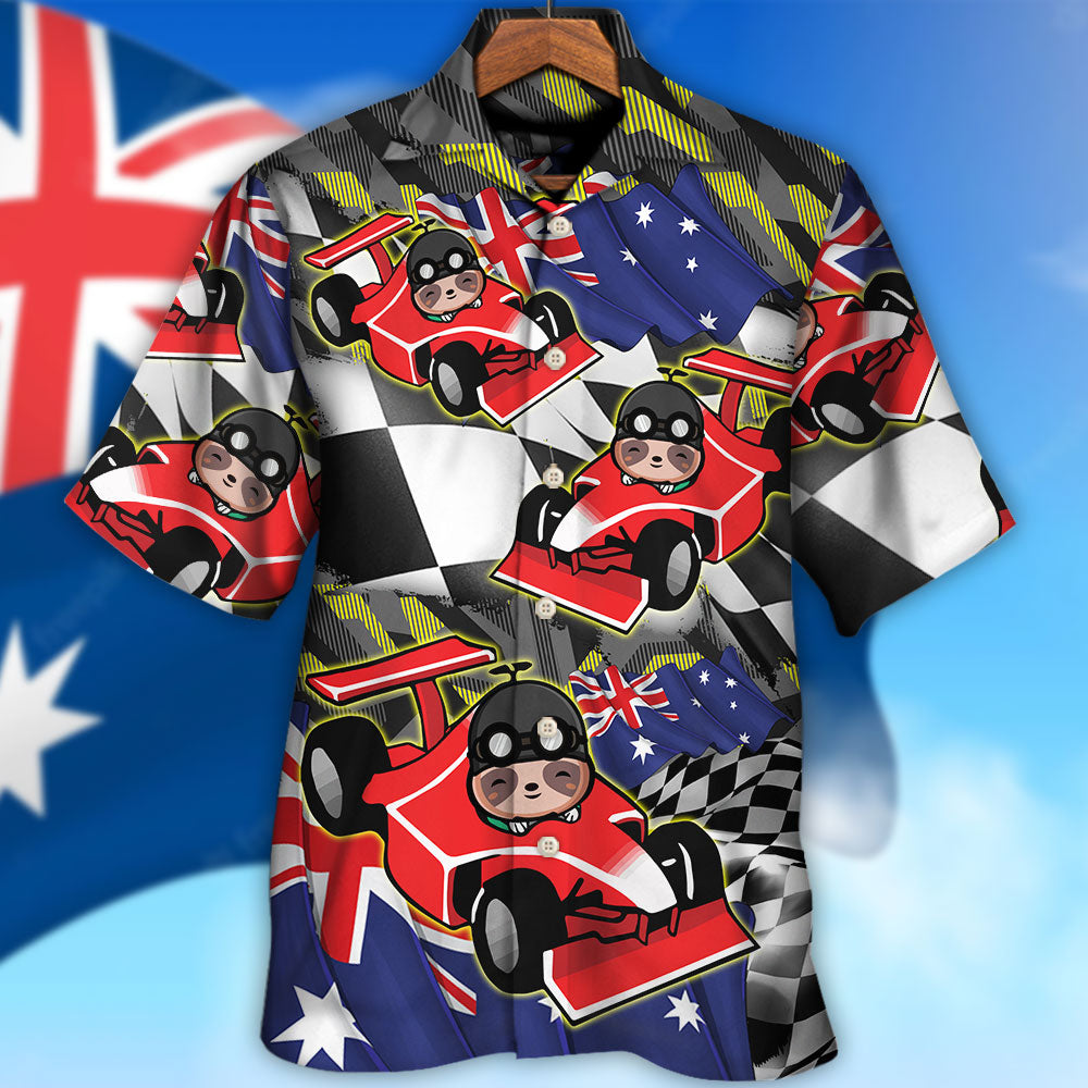 Sloth Racing Formula One Car Racing Australian Vibe - Hawaiian Shirt