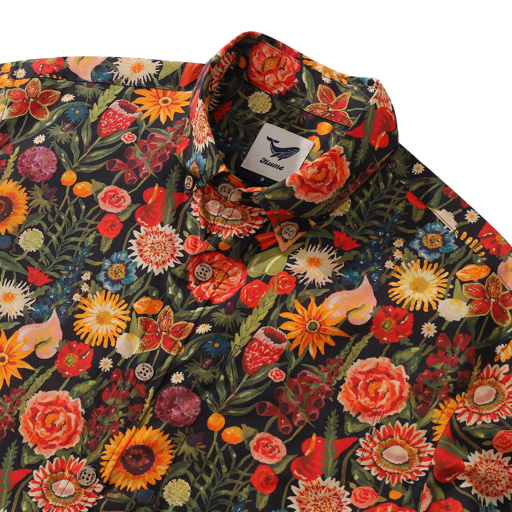 1930s Vintage Hawaiian Shirt For Men Flowers Shirt Button-down Short Sleeve 100% Cotton Shirt By Sherry