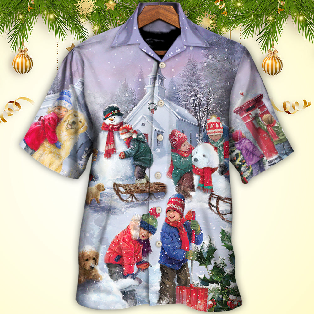 Christmas Children Love Christmas Chilling With Homie Art Style - Hawaiian Shirt