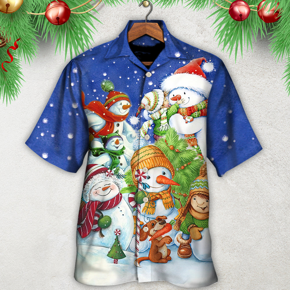 Christmas Snowman Merry Christmas Night - Hawaiian Shirt