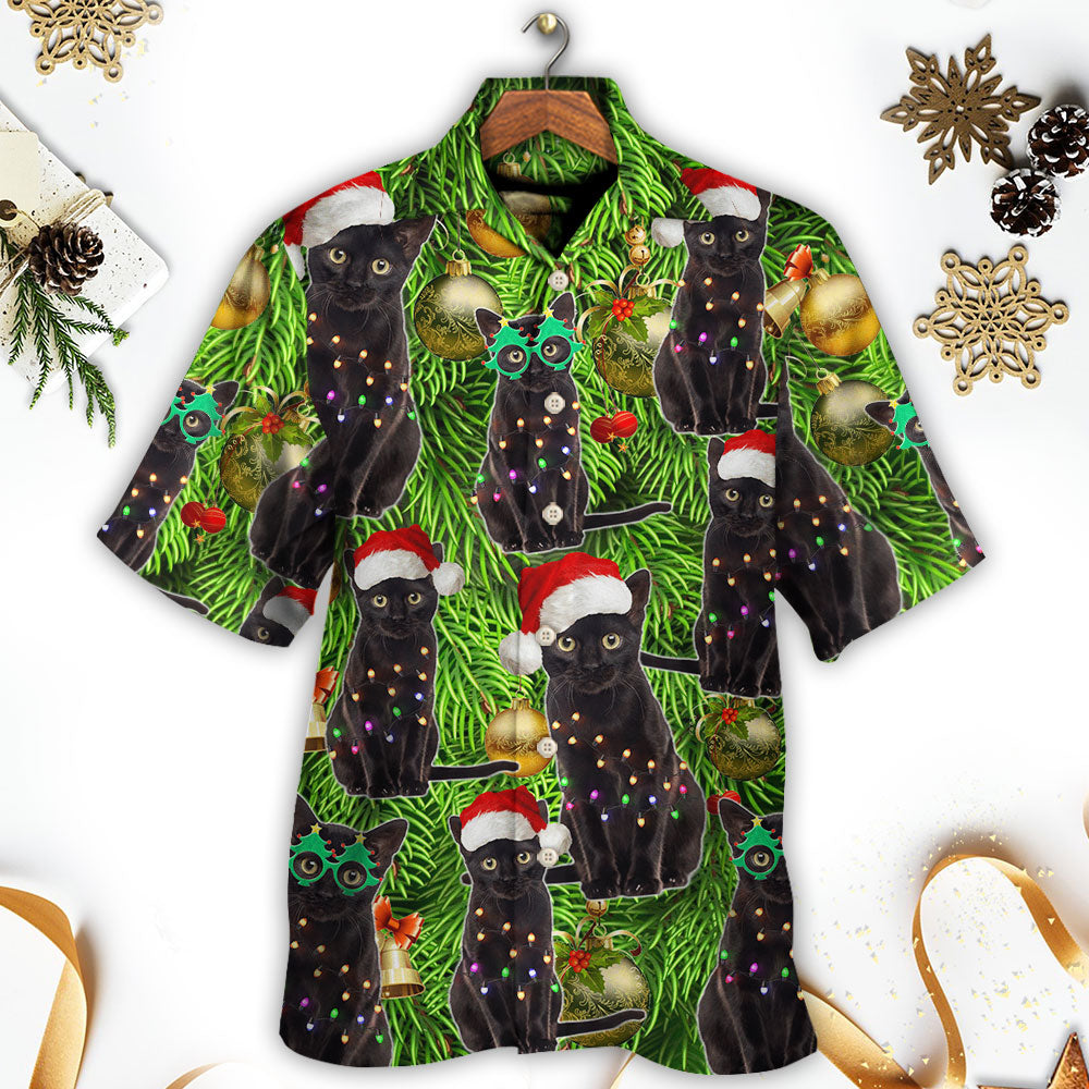 Black Cat Christmas Merry Xmas - Hawaiian Shirt