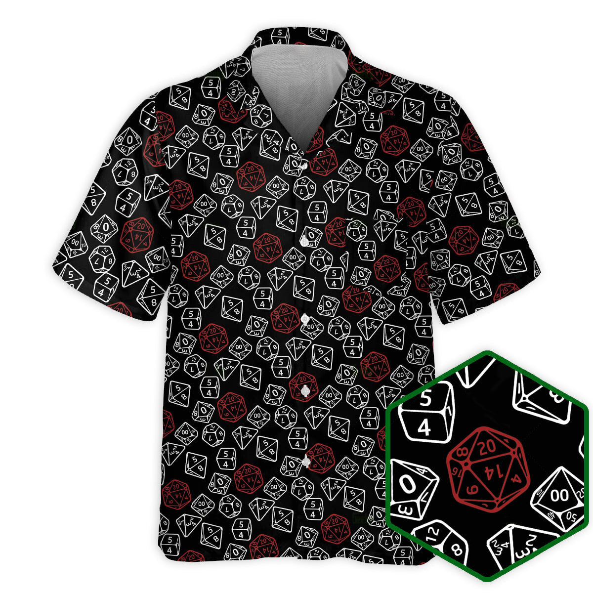 DnD Dice Red And White - Hawaiian Shirt