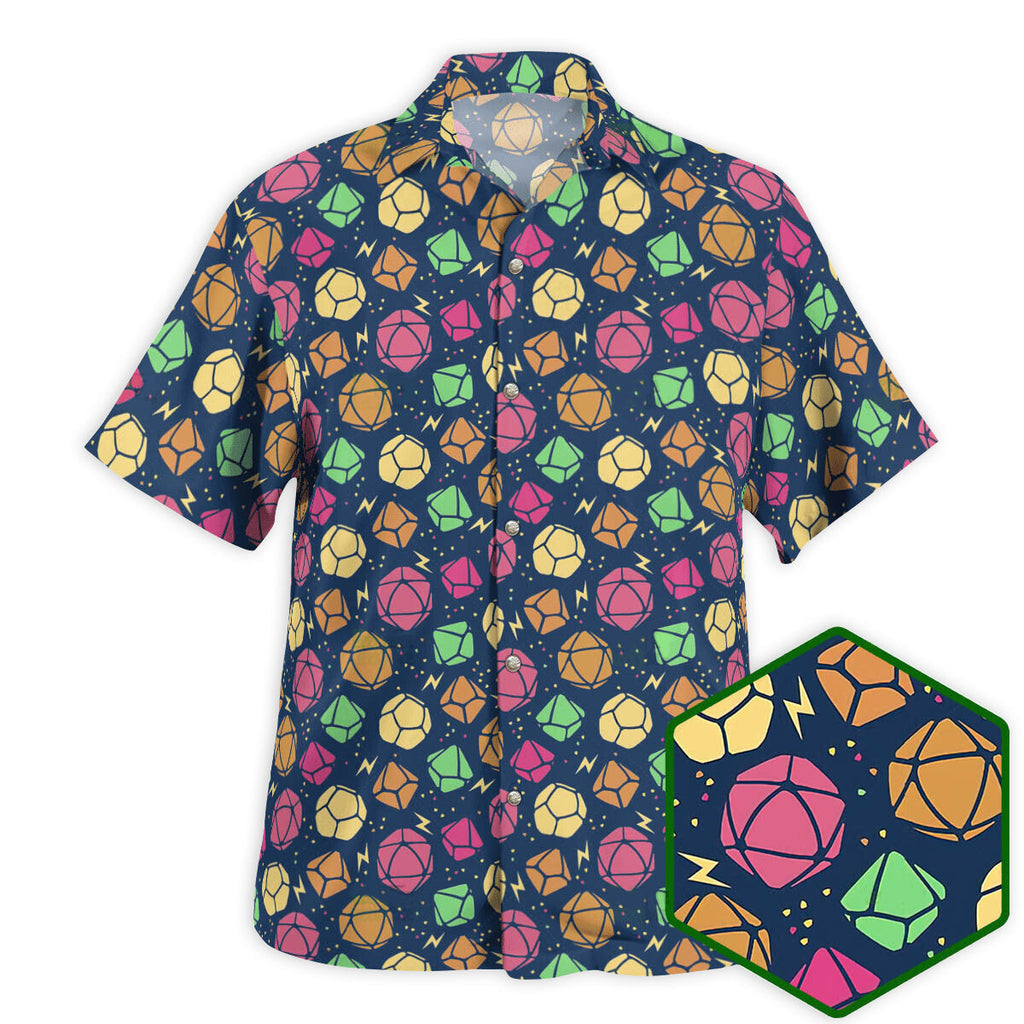 DnD Geeky Dice Thunder Pattern - Hawaiian Shirt