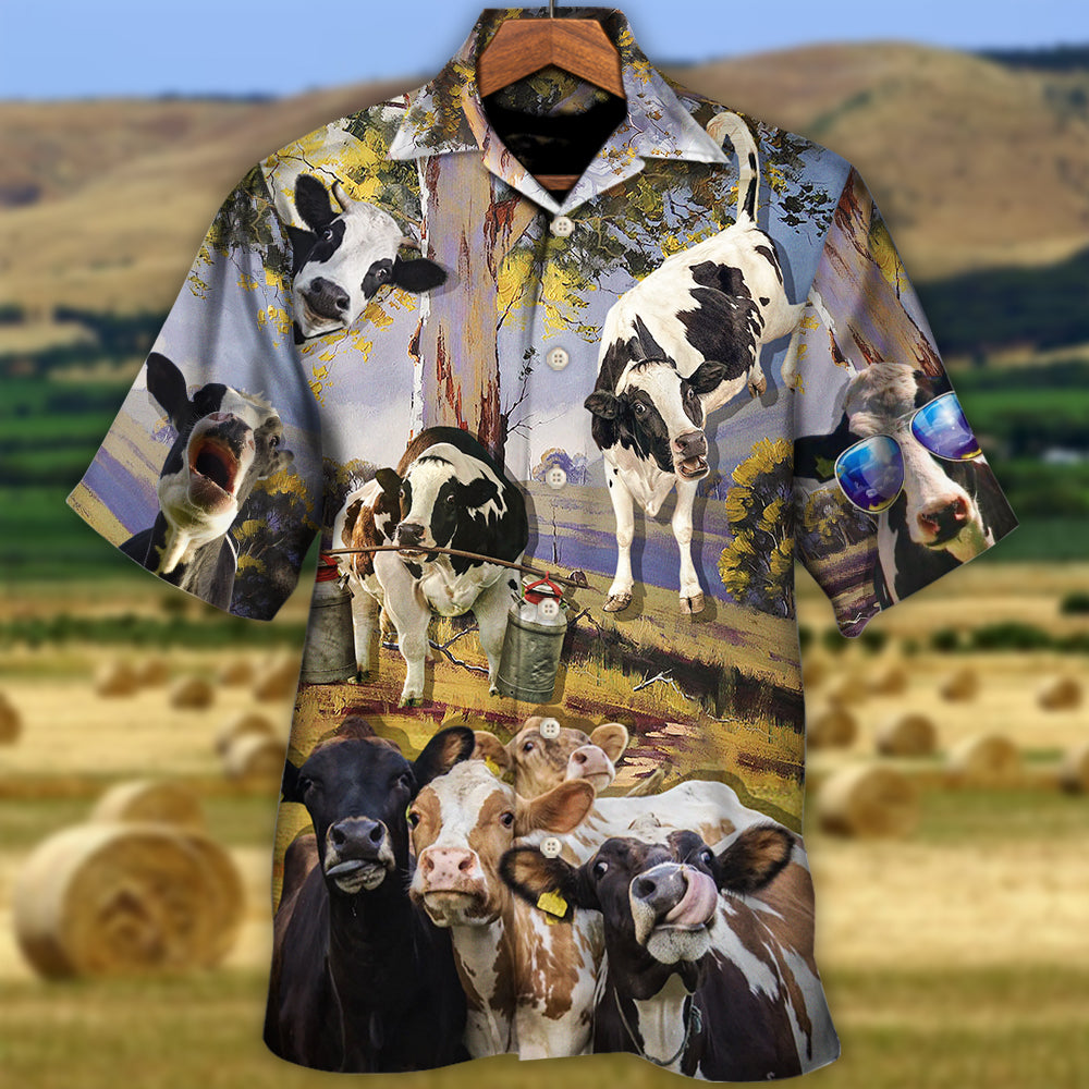 Cow Dancing In The Australian Landscape Funny Art Style - Hawaiian Shirt
