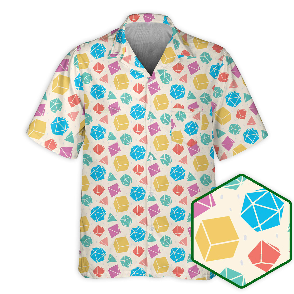DnD Dice Polygonal Pattern - Hawaiian Shirt