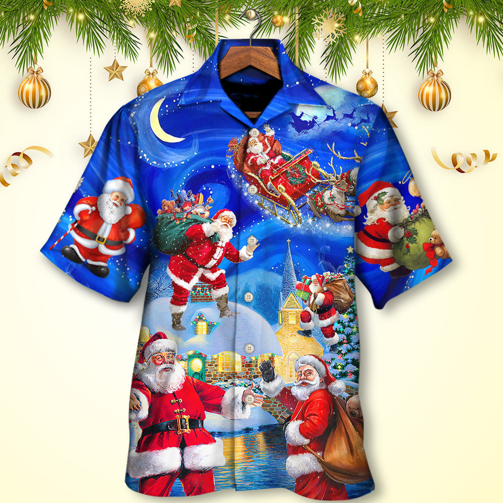 Christmas Santa Claus In The Town Magic Night Art Style - Hawaiian Shirt