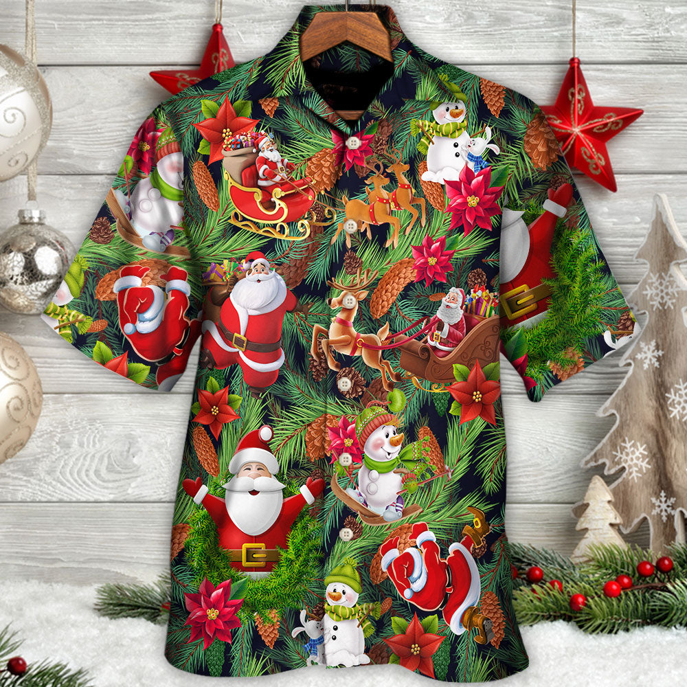 Christmas Santa Snowman Merry Xmas To Everyone - Hawaiian Shirt