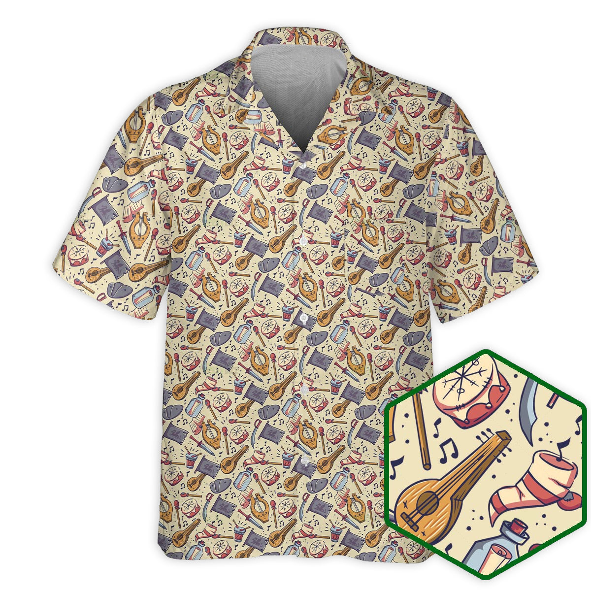 DnD Bard With Sword And Music Pattern - Hawaiian Shirt