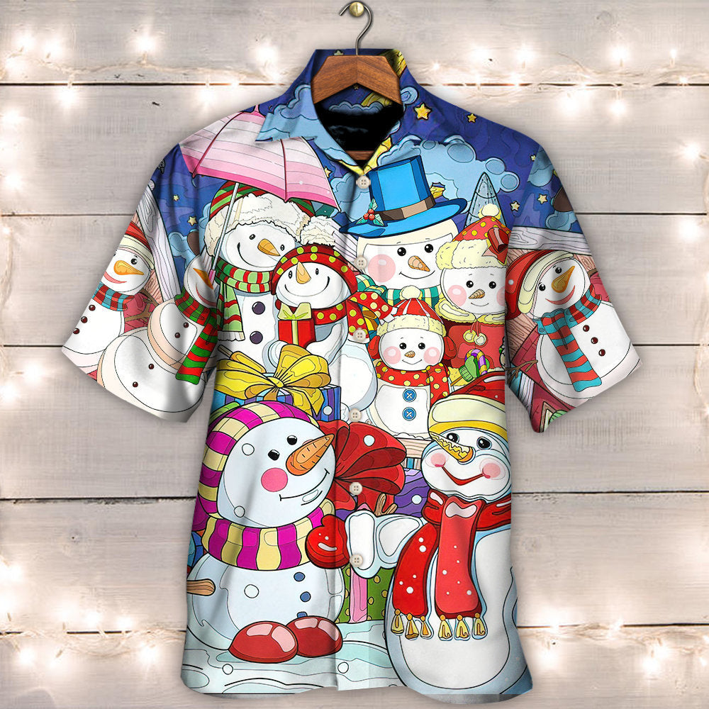Christmas Snowman Merry Xmas And Happy New Year Art Style - Hawaiian Shirt