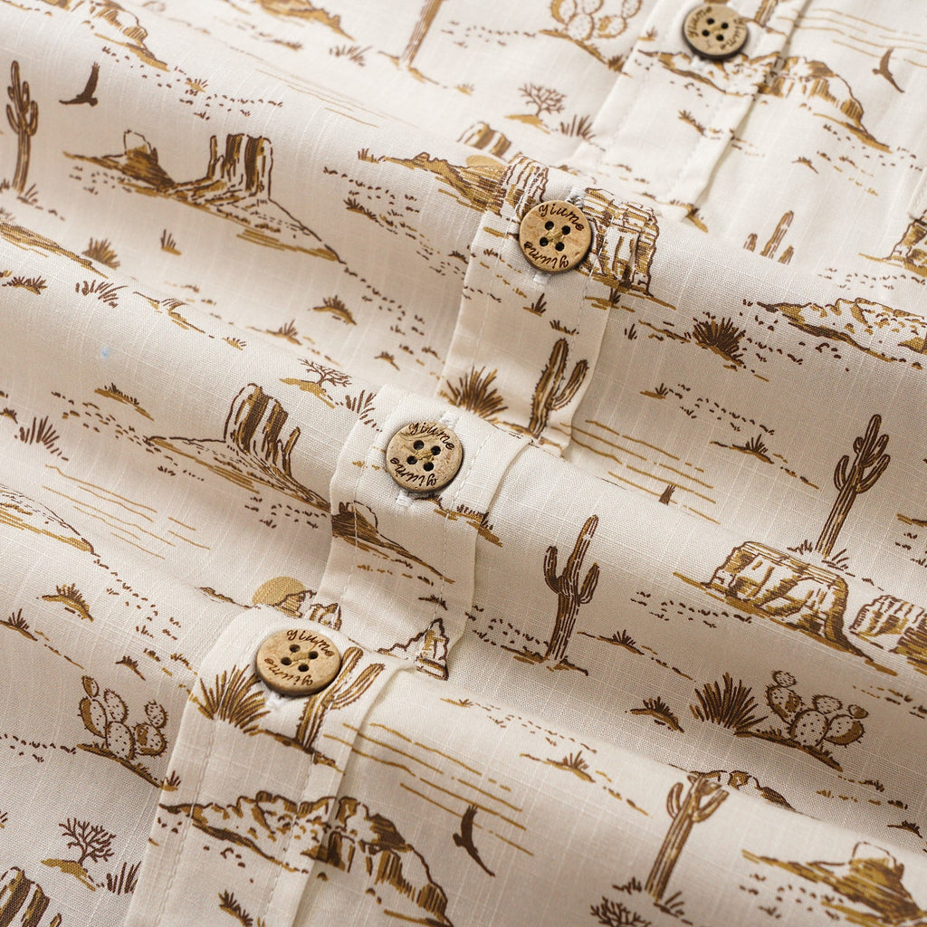 Men's Hawaiian Shirt Short Sleeve Button-down 100% Cotton Yellow Aloha Western Desert Landscape By Hufton Studio Limited By Hufton Studio - Fleur Crawford
