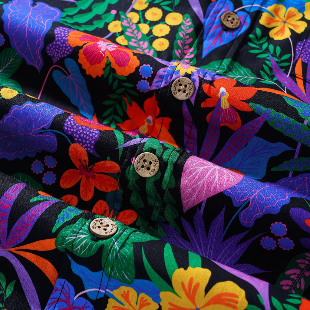 Yiume Men's Colorful Hawaiian Shirt Tropical Floral Shirt 100% Cotton Button-down Flower Shirt By Rachel Parker