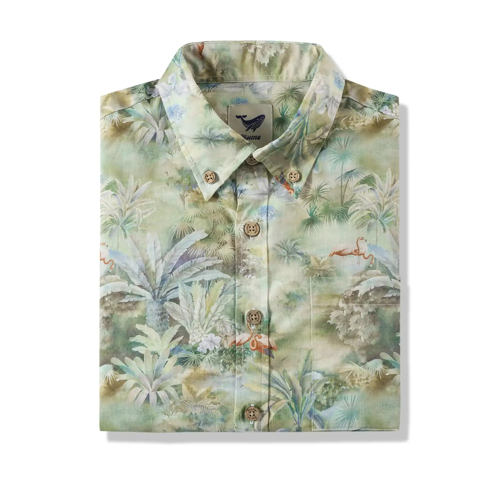 Tropical Hawaiian Shirt For Men Exotic Charm Print Cotton Button-down Short Sleeve Aloha Shirt By Sylvia