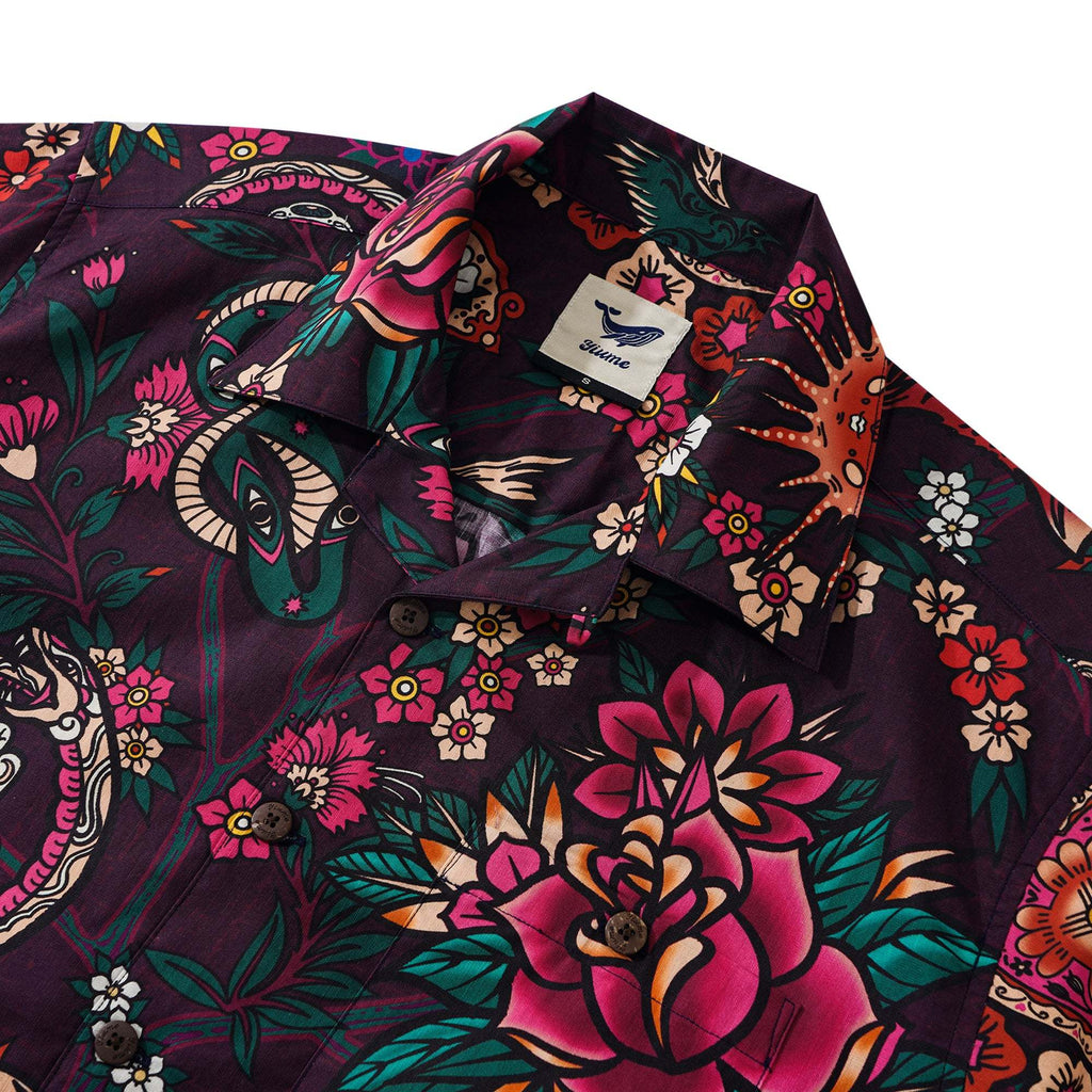 Valentine's Day Gift Hawaiian Love Shirt 100% Cotton Men's Short Sleeve Camp Collar Shirt Rose Red Aloha The Singular Affection By Sun