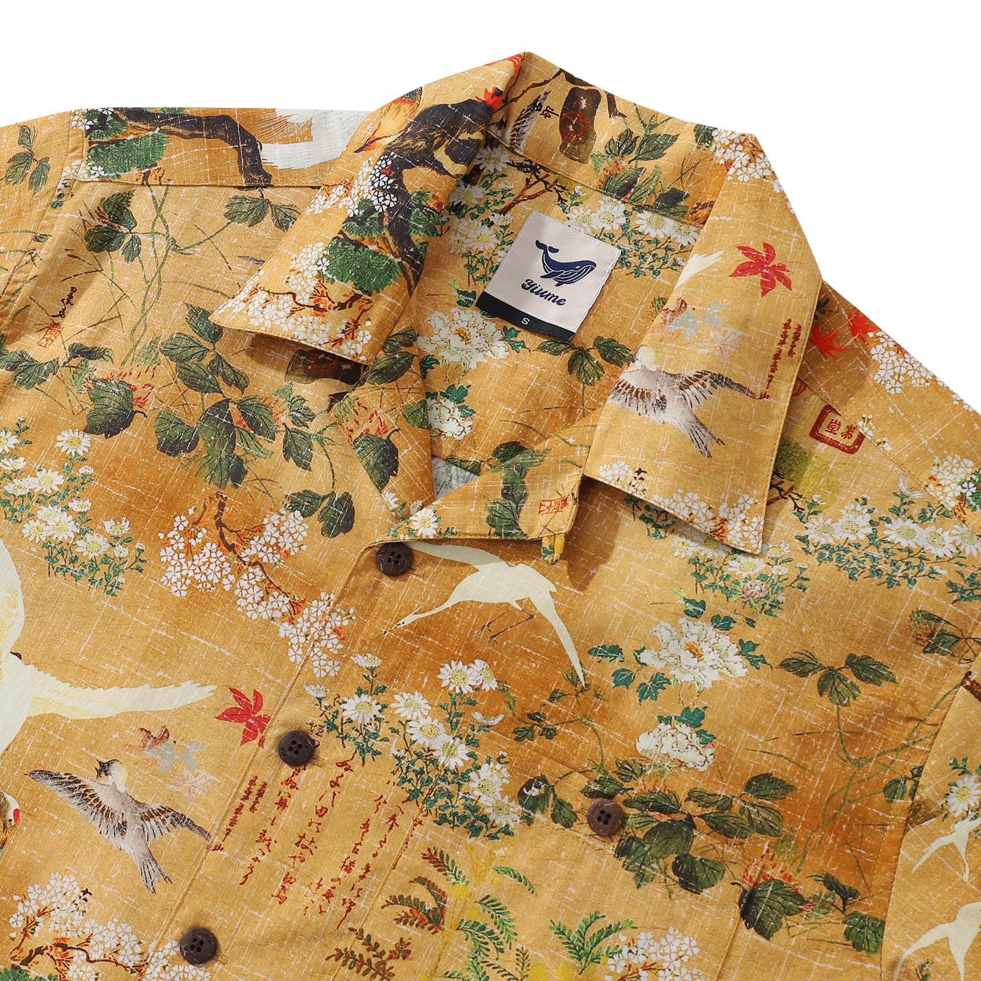 Chemise hawaïenne 100 % coton pour hommes, chemise à col camp avec peinture de paysage par Yakima