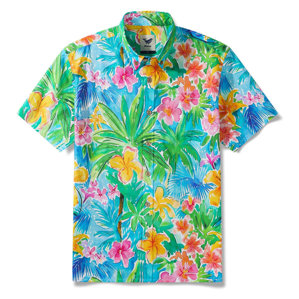 Vacation Hawaiian Shirt 100% Cotton Men's Colorful Short Sleeve Button-down Aloha Shirt Get Ready For Vacation By Sun