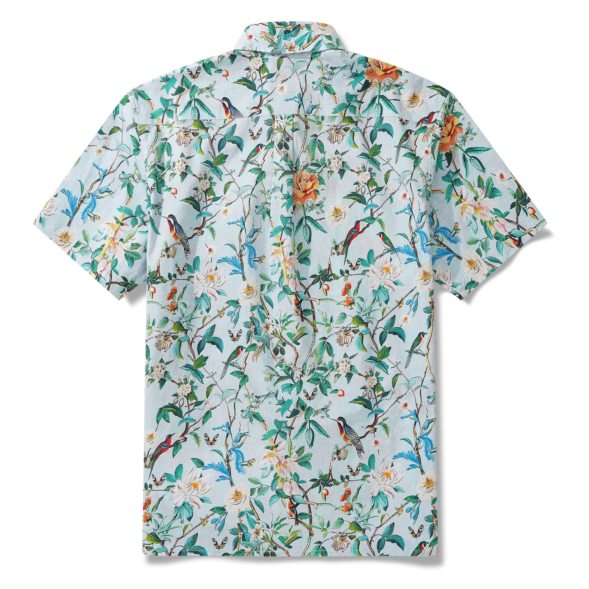 Men's Hawaiian Shirt Short Sleeve Button-down 100% Cotton Green Aloha Hawaiian Nature's Whisper By Yakima