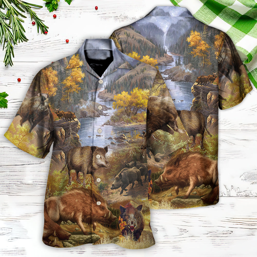 Boar Animals Wild Boar Hog Hunters Do It All Night Long - Hawaiian Shirt