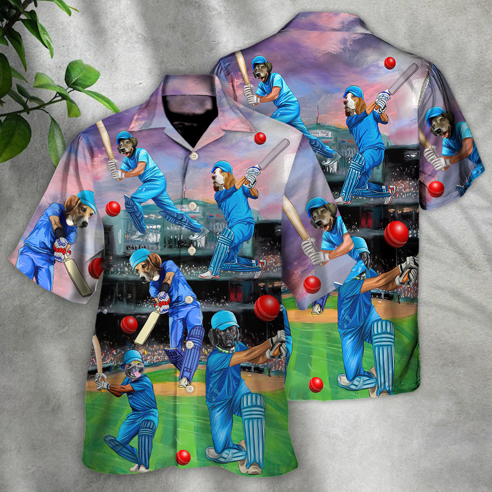 Dog Love Cricket Funny Lover Cricket And Dog - Hawaiian Shirt