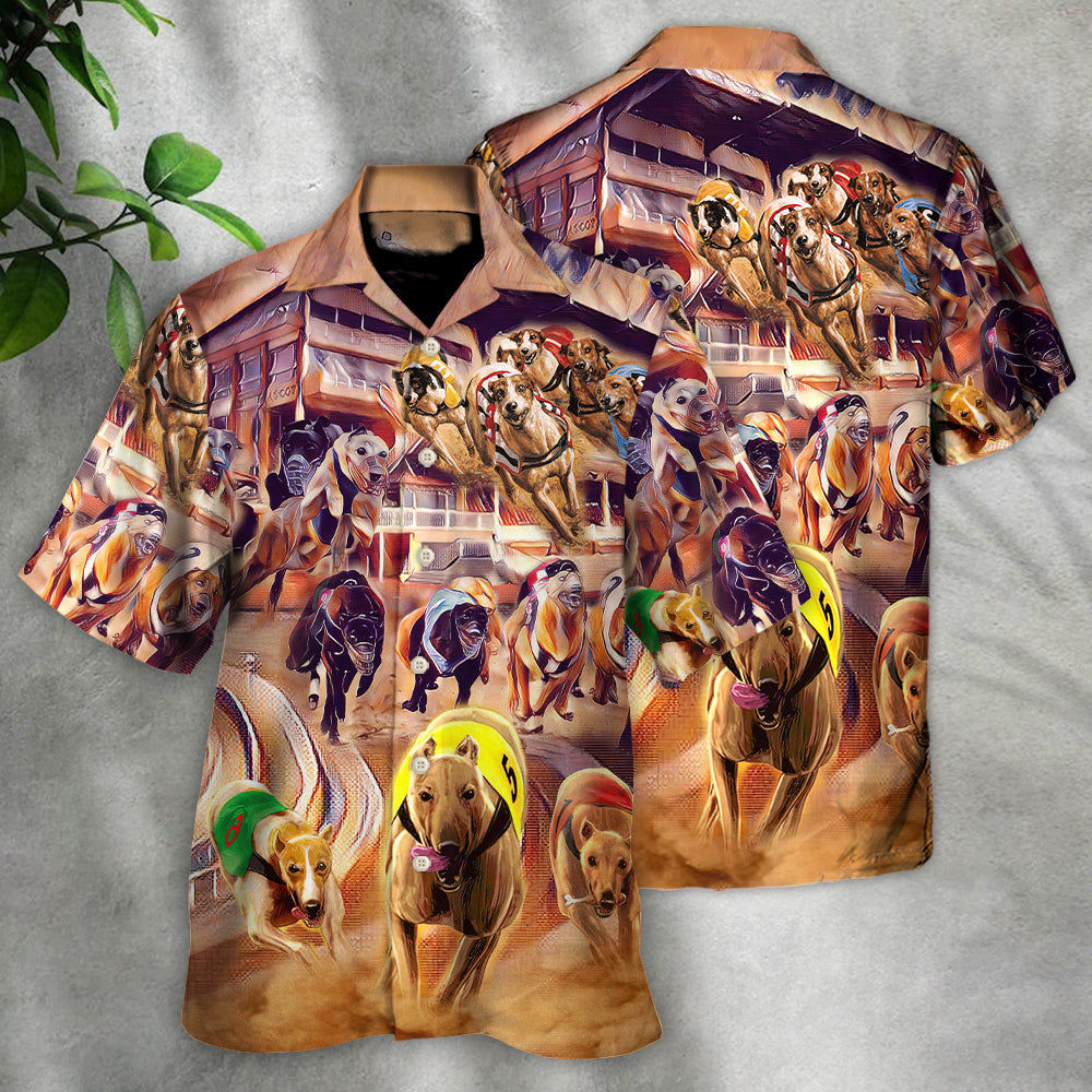 Dog Racing Painting We Love Dog Racing Greyhound - Hawaiian Shirt