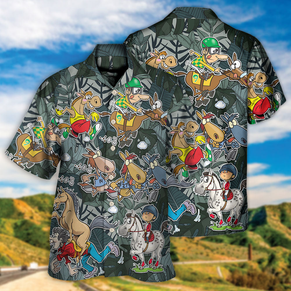 Horse Racing Funny Art - Hawaiian Shirt