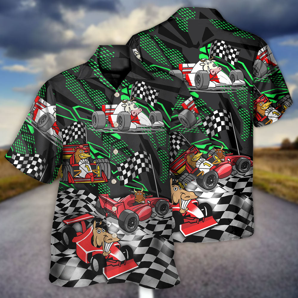 F1 Formula One Animals Racing Car Speed Lover- Hawaiian Shirt
