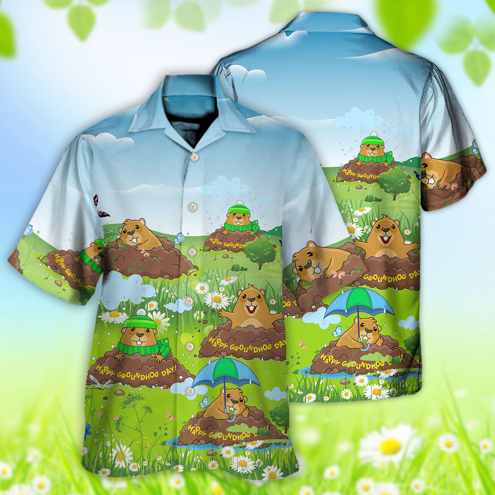 Groundhog Day Happy Day Grass Garden - Hawaiian Shirt