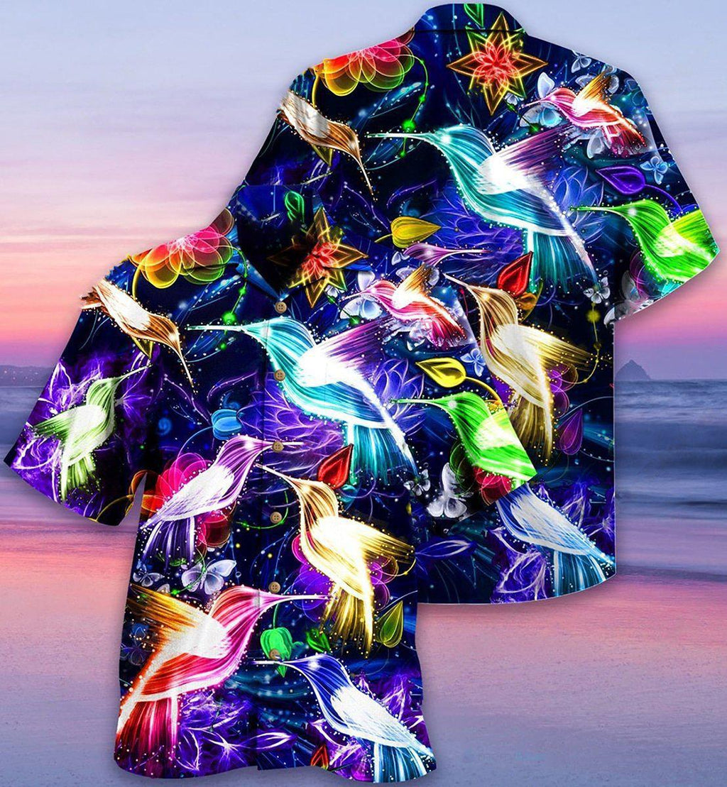 Hummingbird Neon Love Animals So Much - Hawaiian Shirt