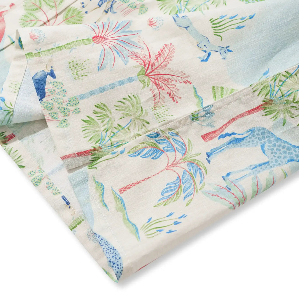 Men's Hawaiian Shirt Short Sleeve Button-down 100% Cotton Beige Aloha Talab Oasis Under The Palm Trees By House of Haricot