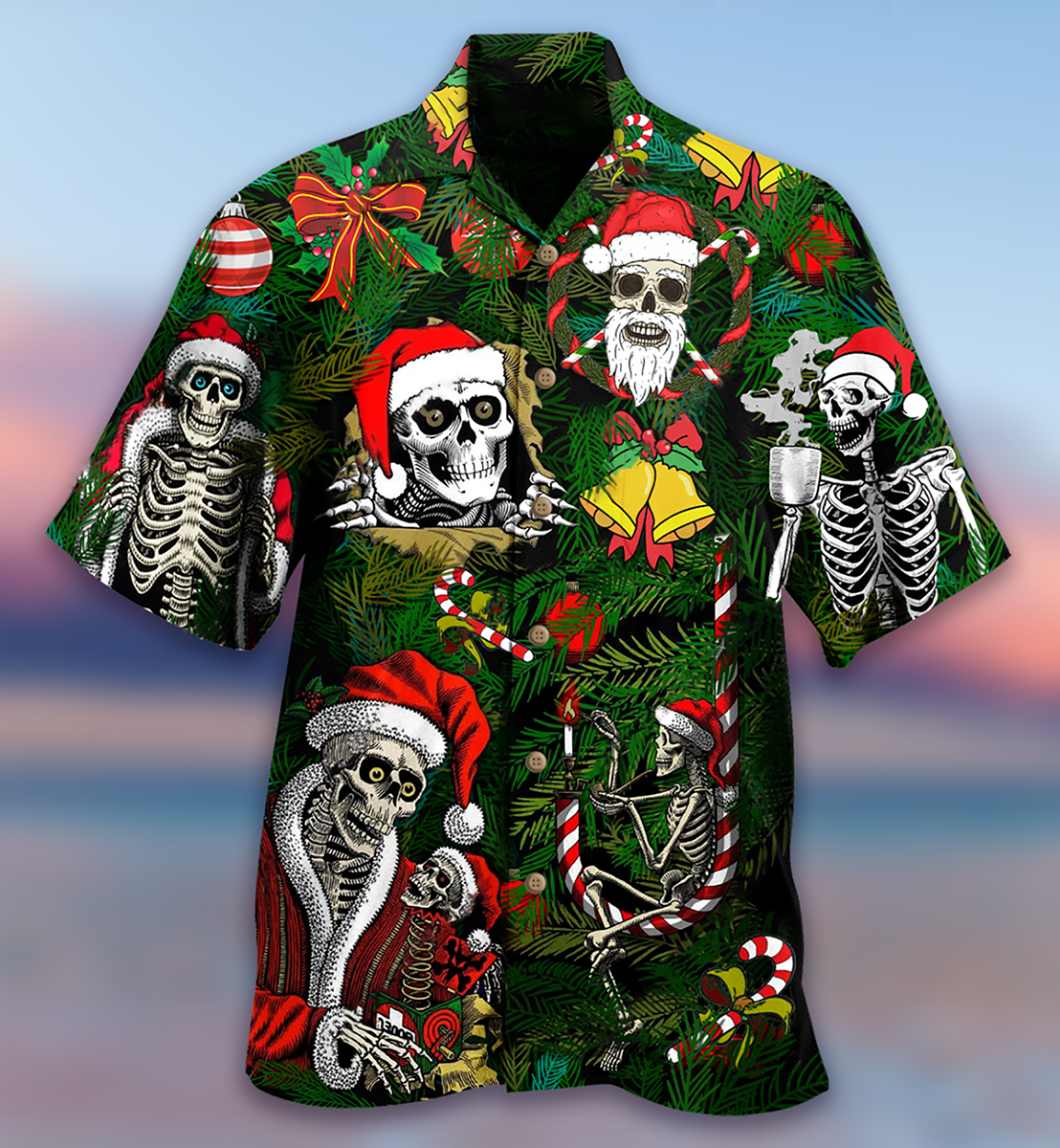 Skull Merry Xmas Happy - Hawaiian Shirt