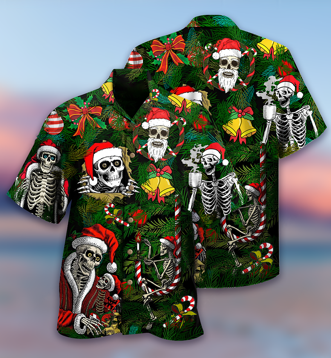 Skull Merry Xmas Happy - Hawaiian Shirt