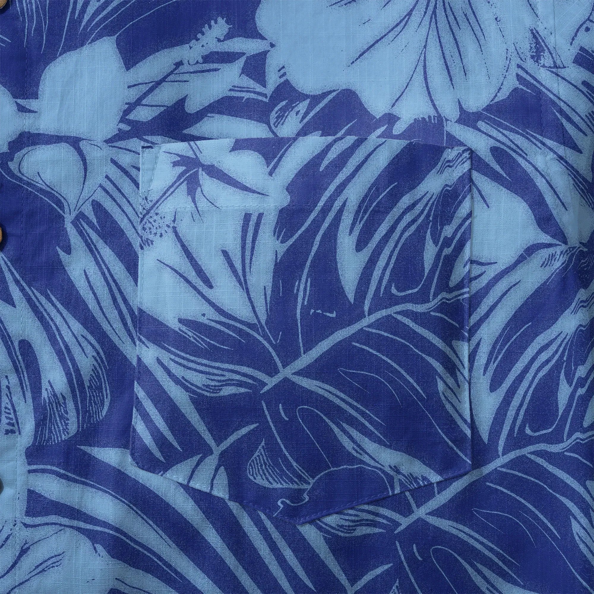 LeosWare® Hibiscus Flower Men's Hawaiian Shirt Short Sleeve Button-up 100% Cotton Blue Aloha Blue Serenity By Ann