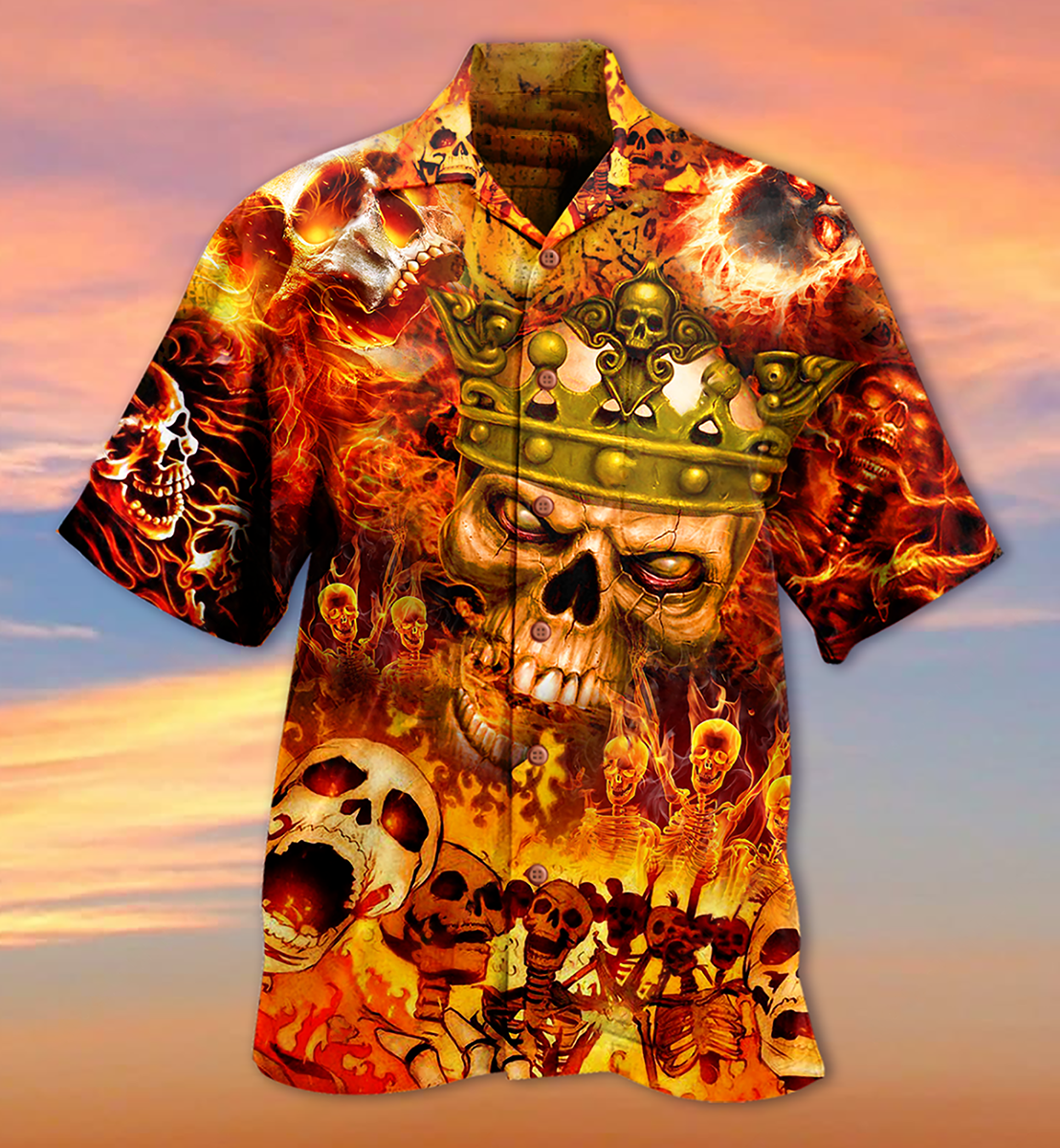 Skull King On Fire - Hawaiian Shirt