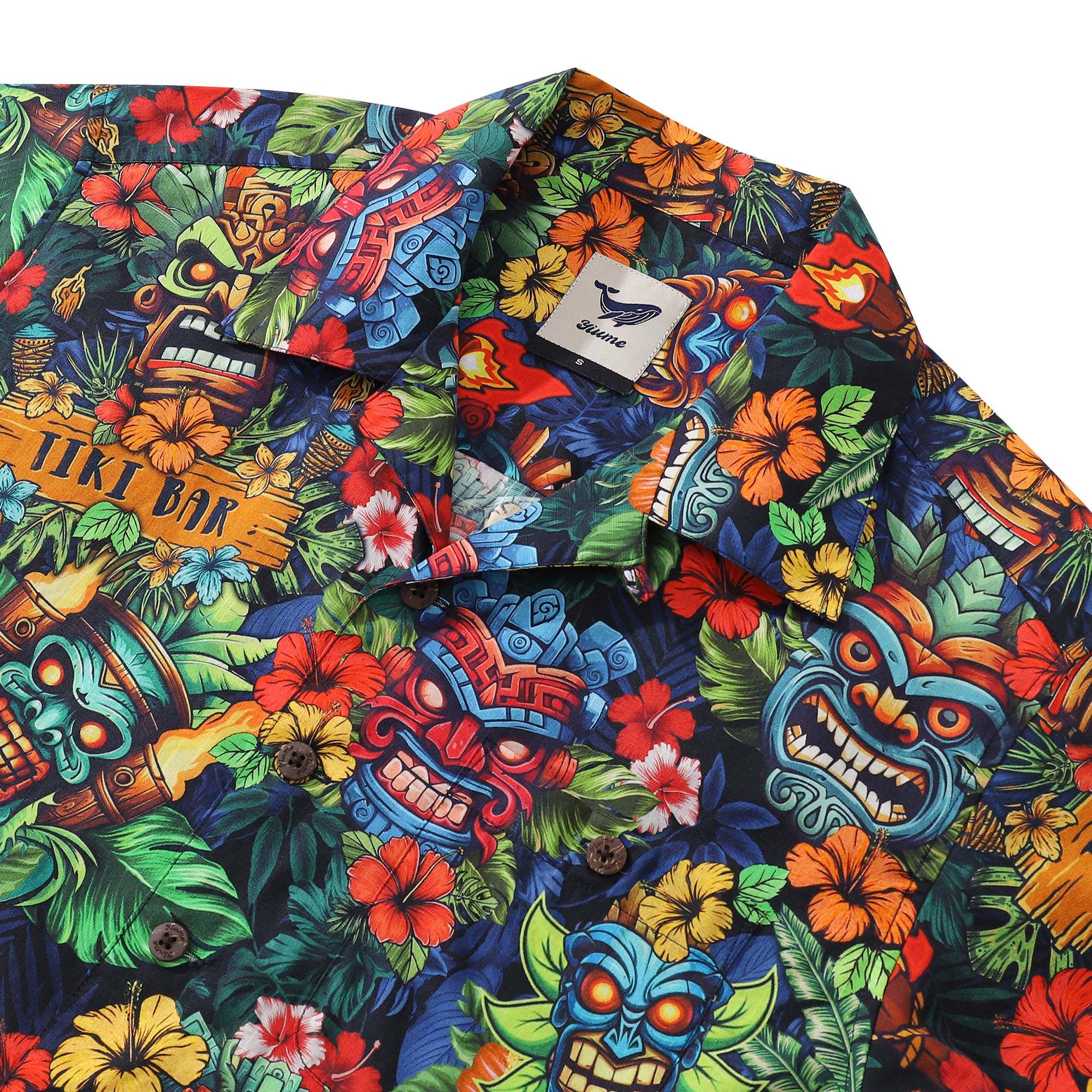 Authentic Hawaiian Shirt For Men 1940s Vintage TIKI BAR Shirt Camp Collar By Yakima